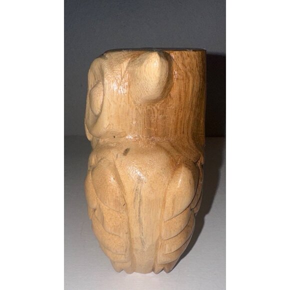 Hand-Carved Wooden Owl Whistle 6-In Mid-Century-Modern FolkArt Novelty Whimsical - Picture 4 of 10